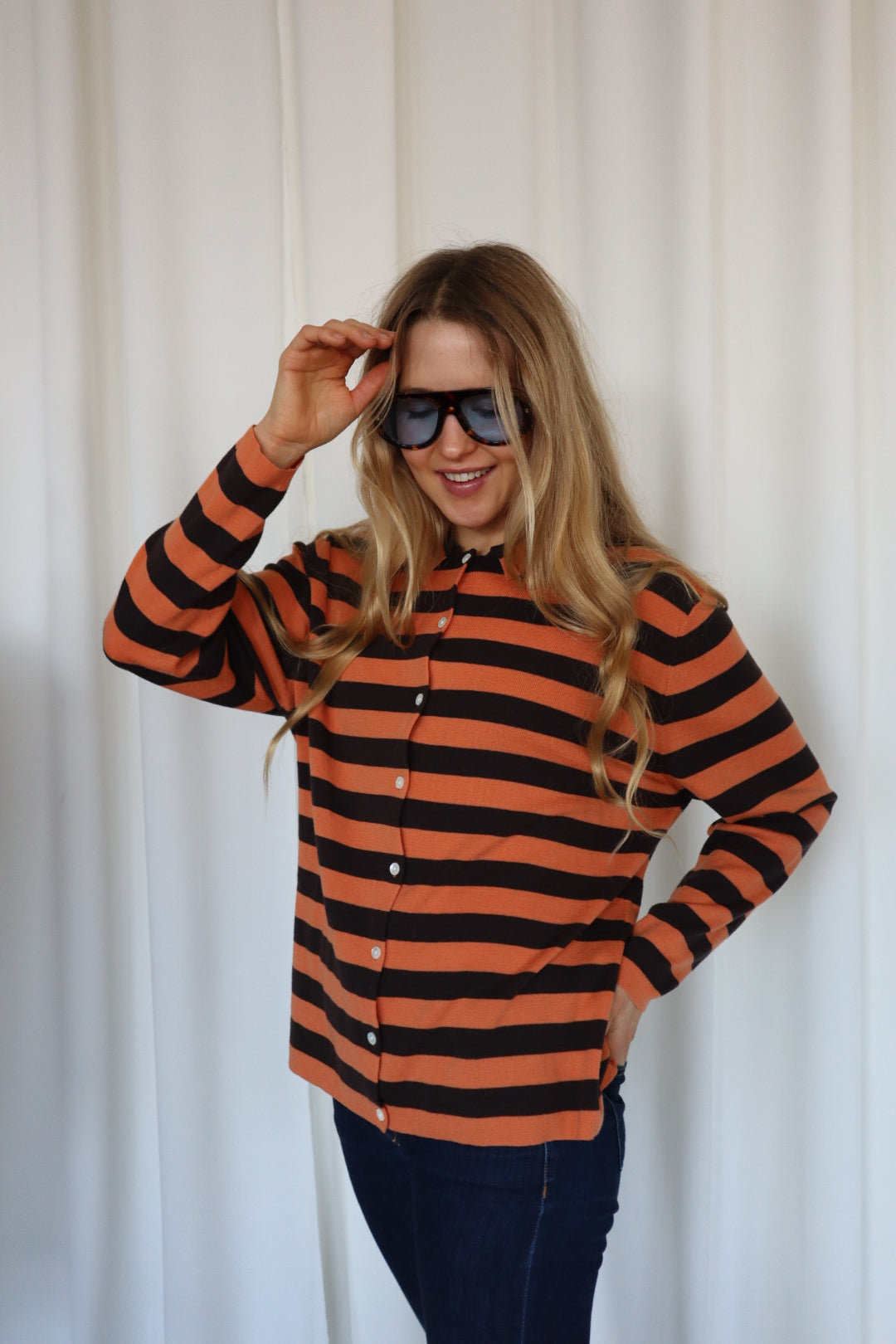 Vintage Striped Long Sleeve Polo