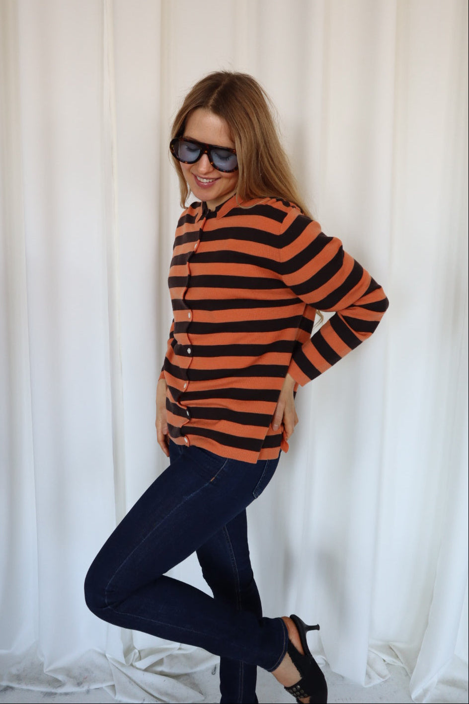 Vintage Striped Long Sleeve Polo