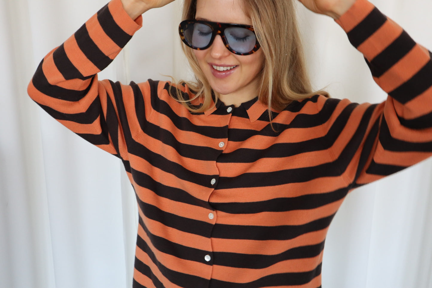 Vintage Striped Long Sleeve Polo