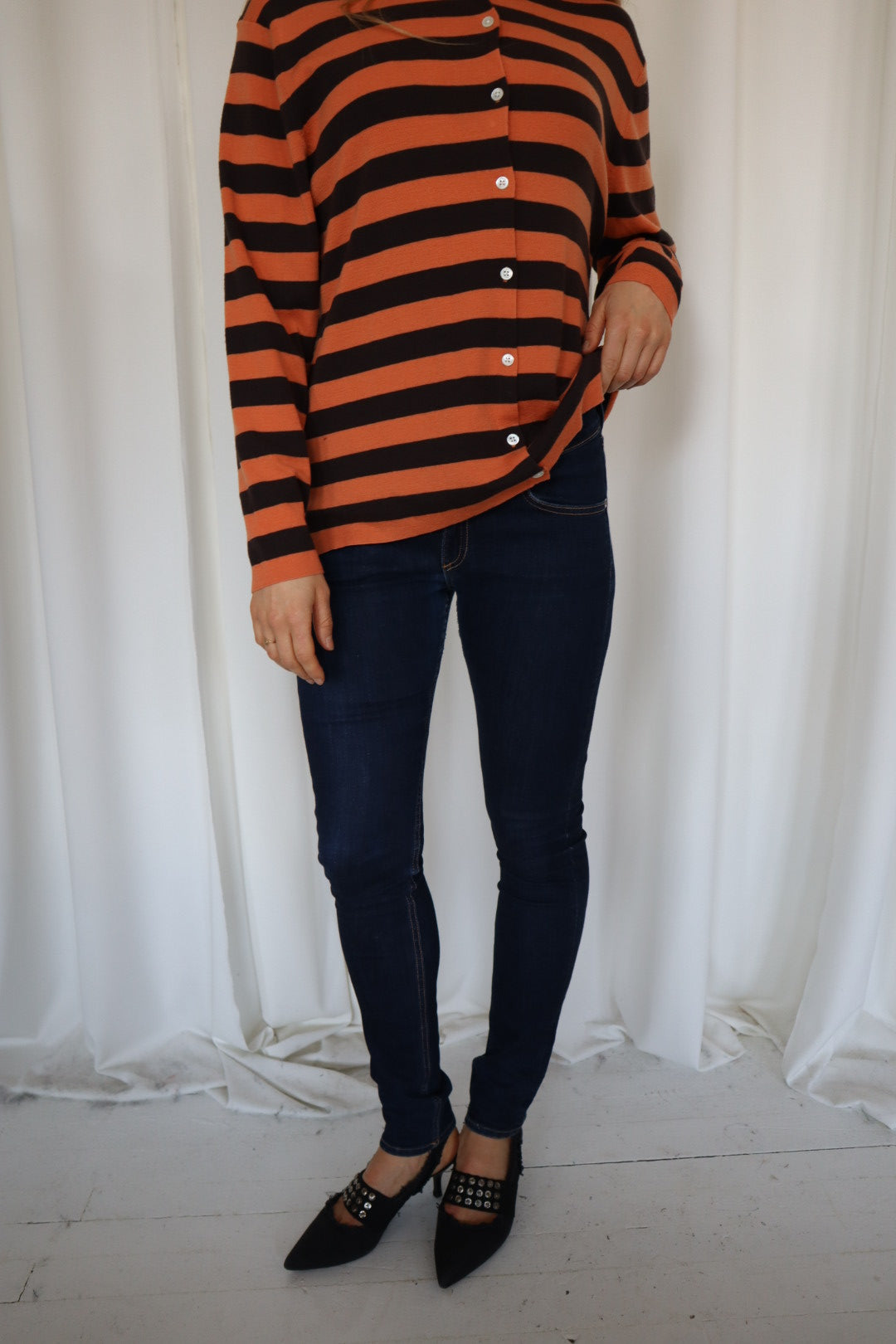 Vintage Striped Long Sleeve Polo
