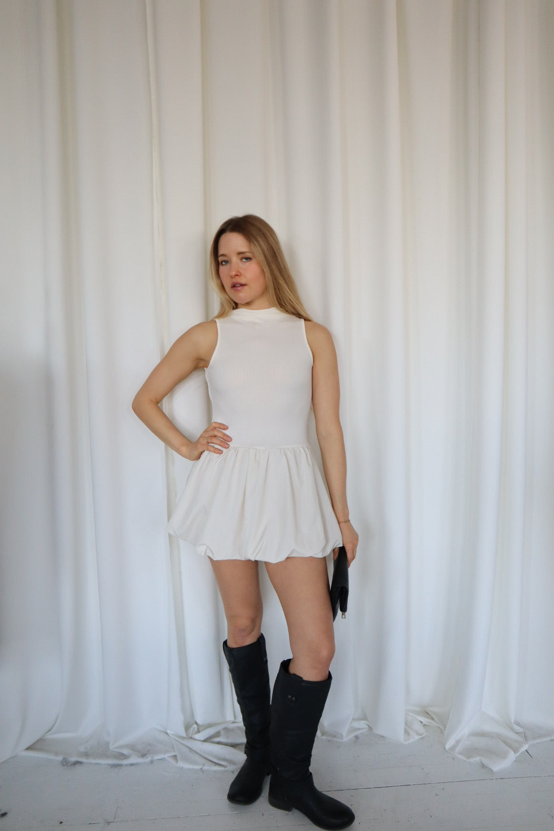 Open Back Mini Dress with Bubble Skirt