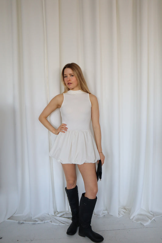 Open Back Mini Dress with Bubble Skirt