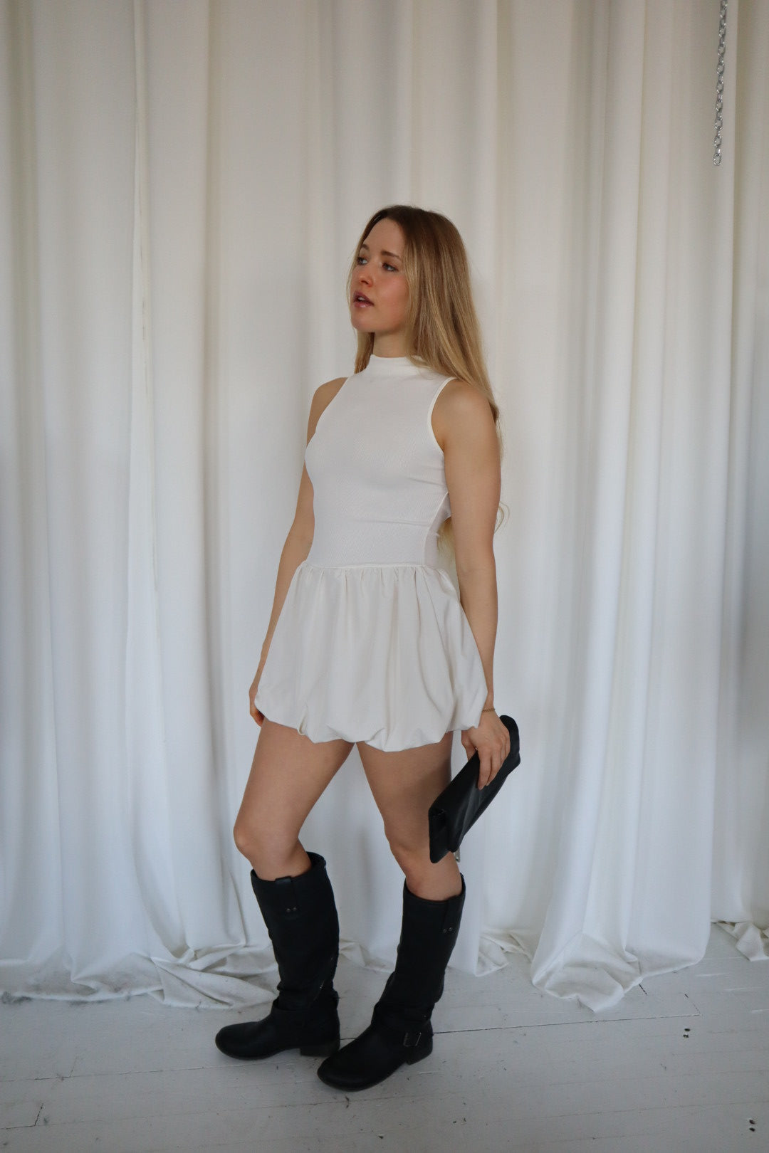 Open Back Mini Dress with Bubble Skirt