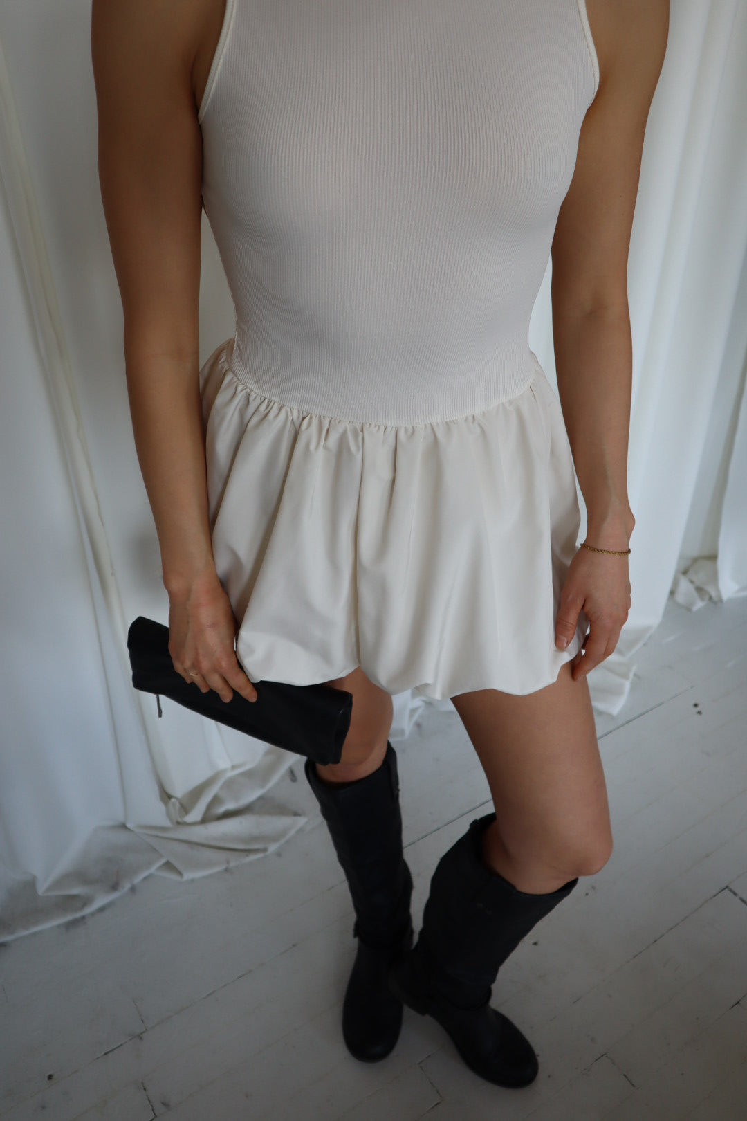 Open Back Mini Dress with Bubble Skirt