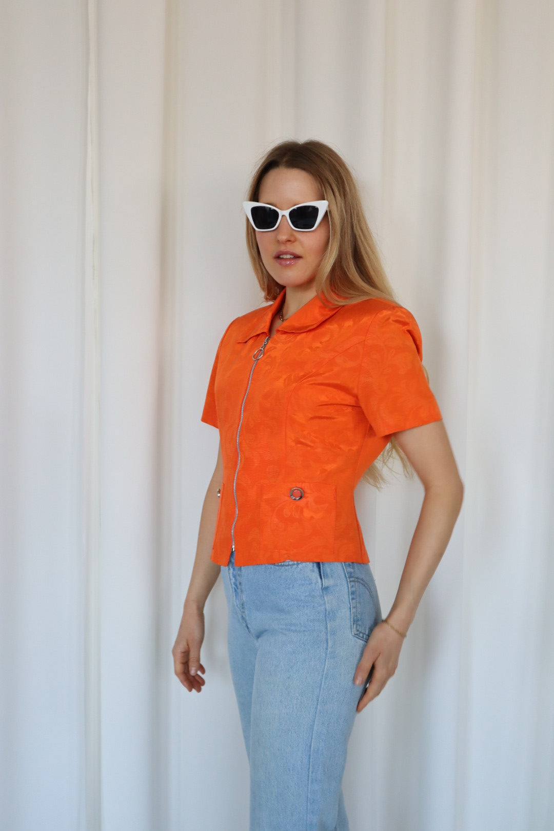 Vintage 80s Tailored Orange Top