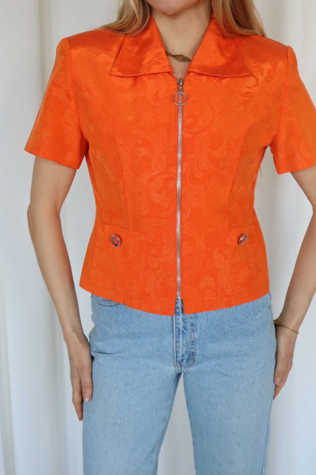 Vintage 80s Tailored Orange Top