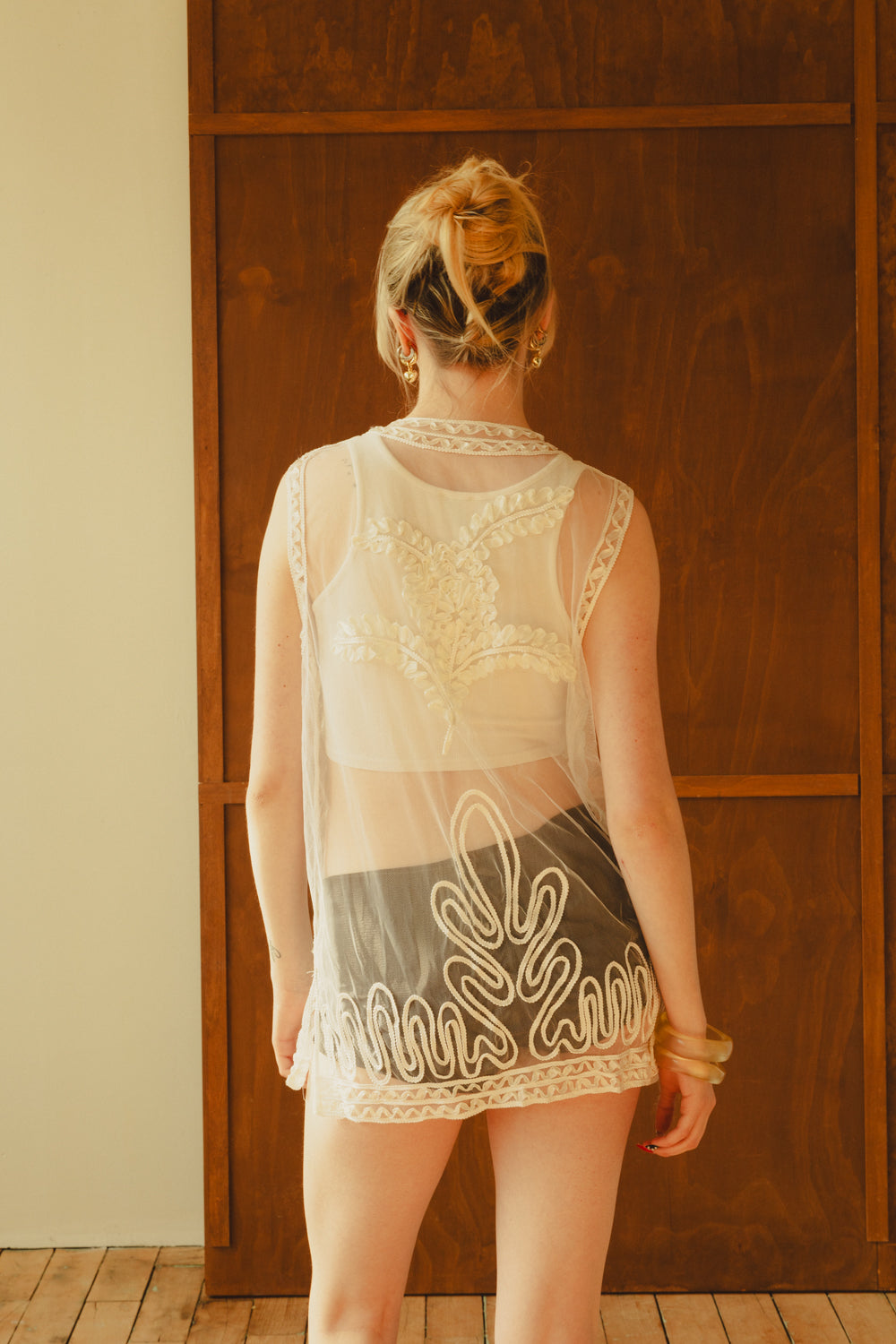 Vintage Sheer Boho Embroidered Vest