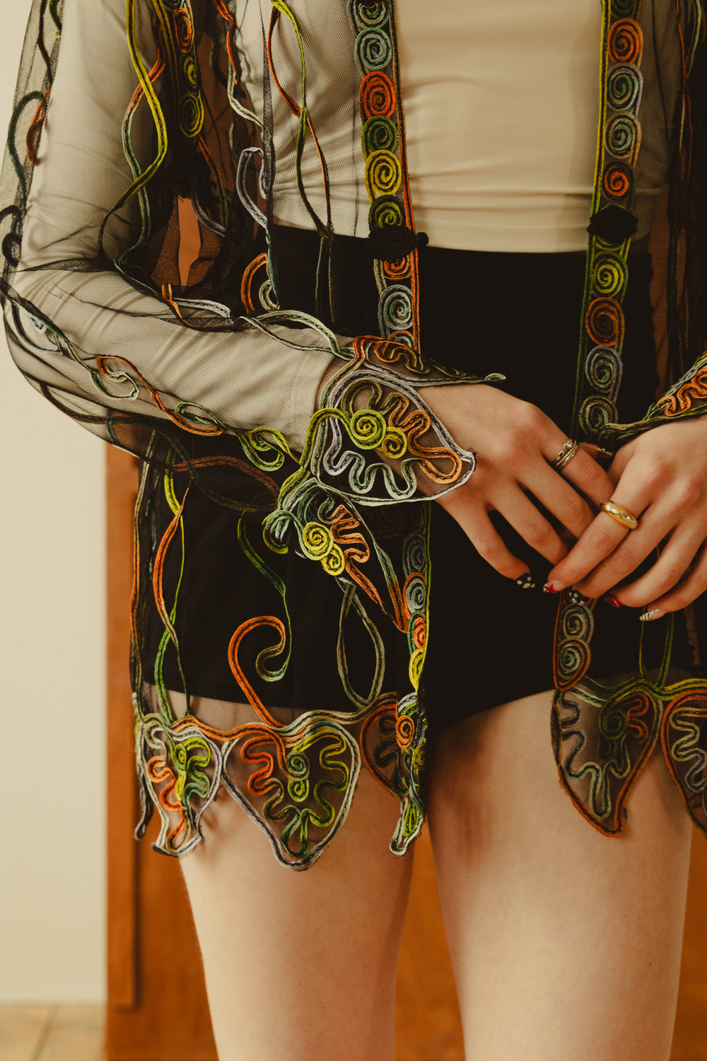 Vintage Sheer Embroidered Cardigan