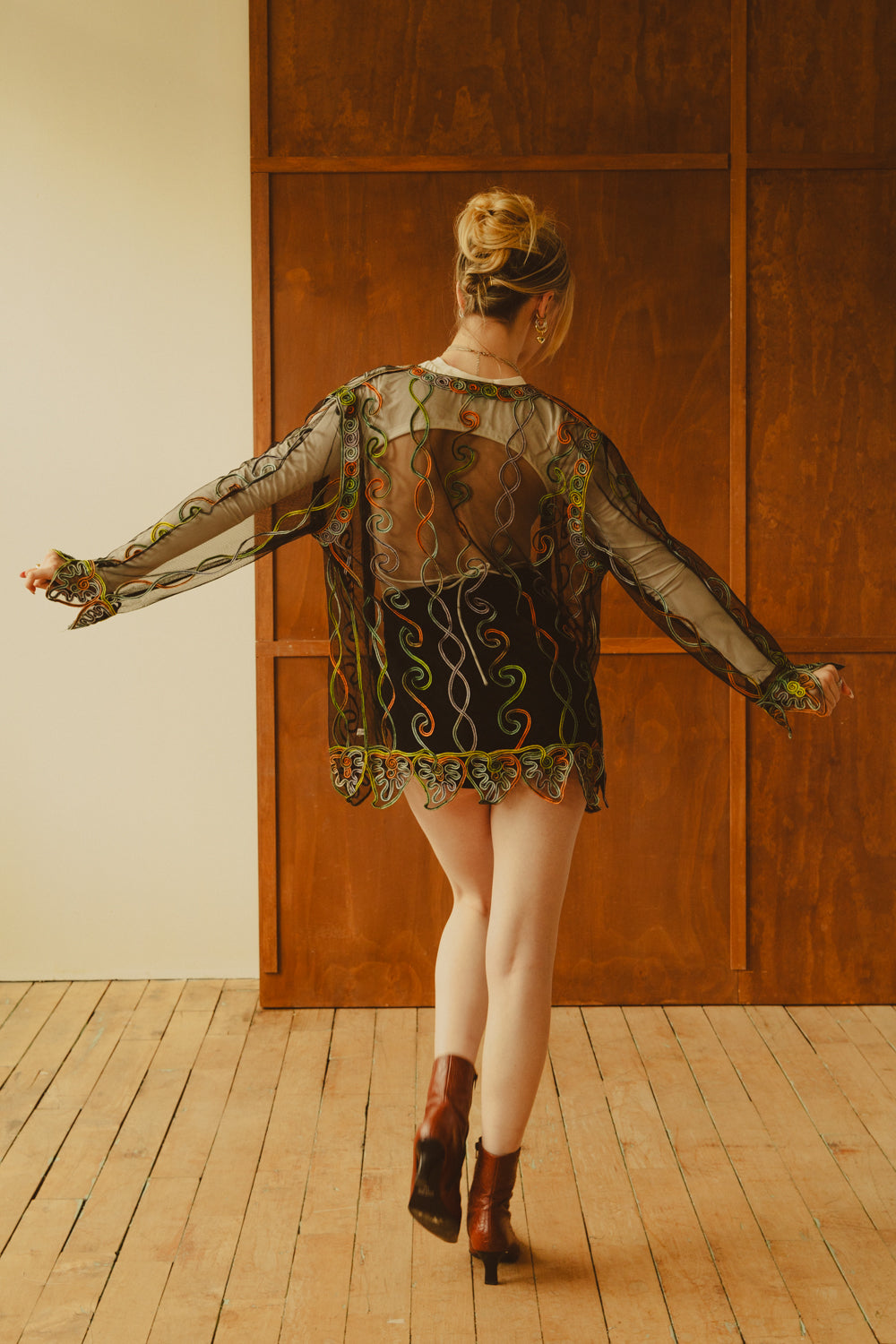 Vintage Sheer Embroidered Cardigan