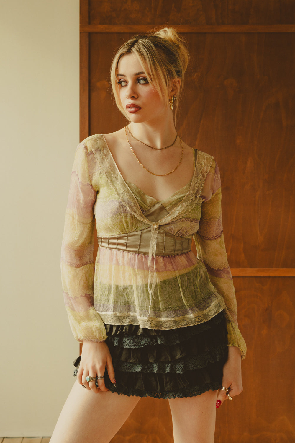 Vintage Sheer Fairy Beaded Blouse