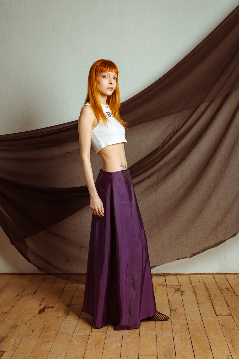 Vintage Y2K Purple Maxi Skirt with Flared Silhouette