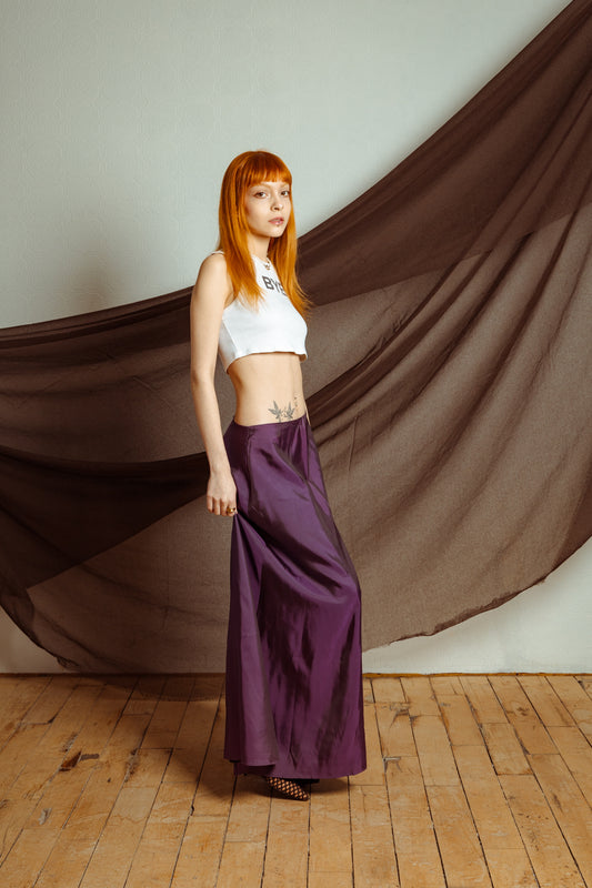 Vintage Y2K Purple Maxi Skirt with Flared Silhouette
