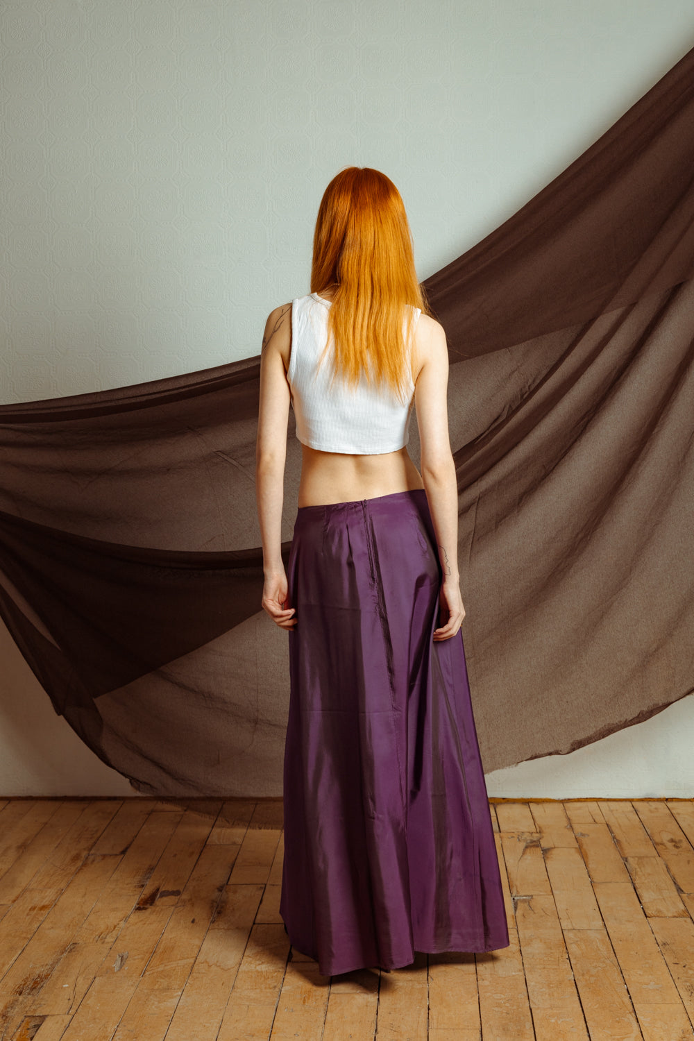 Vintage Y2K Purple Maxi Skirt with Flared Silhouette