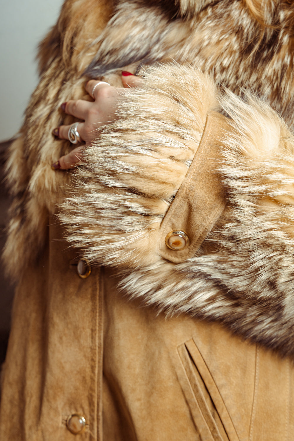 Vintage 80’s Luxe Fox Fur and Suede Coat