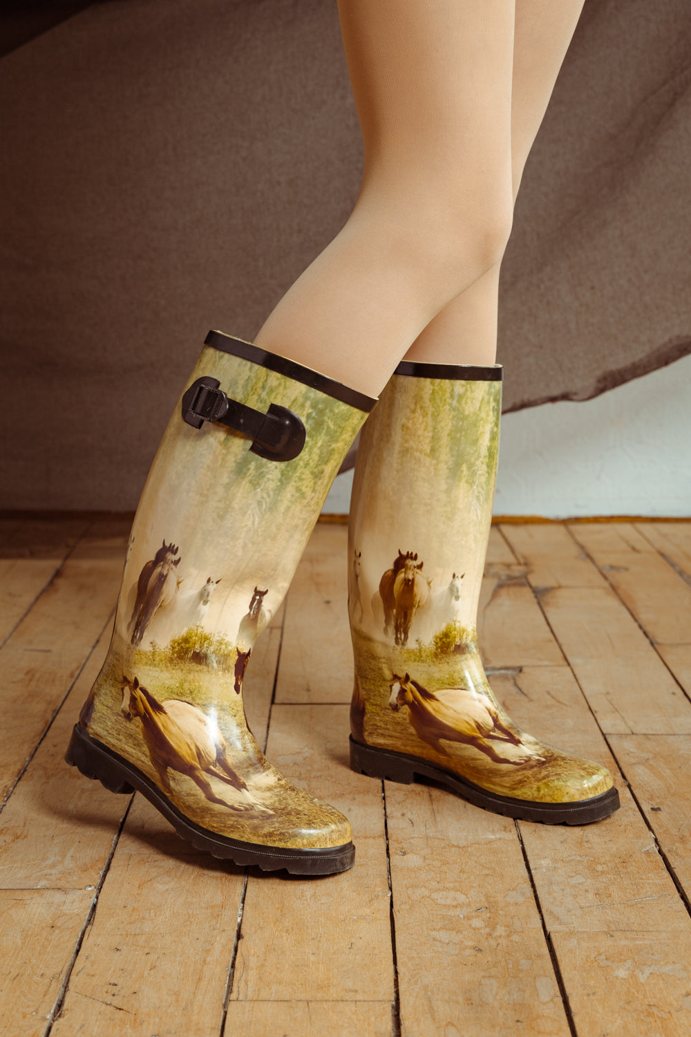 Vintage Y2K Graphic Horse Print Rain Boots