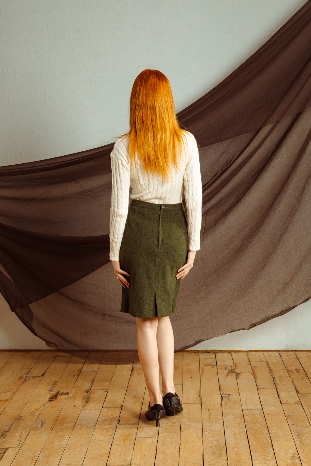 Vintage CELINE Cashmere High-Waist Skirt