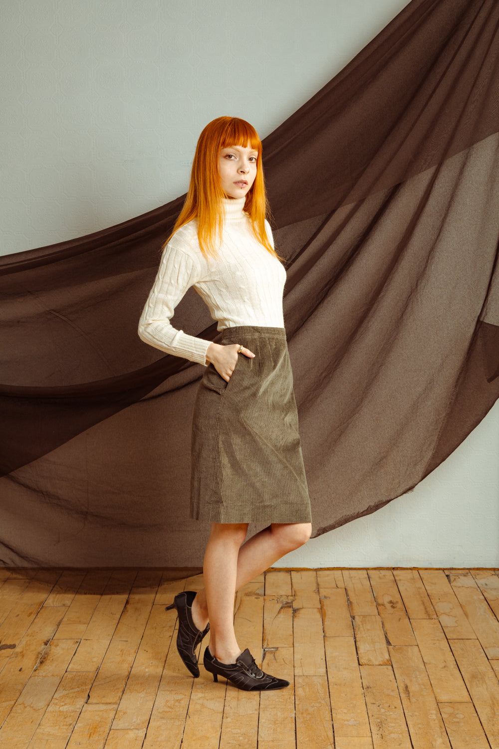 Vintage 80s Corduroy Skirt Yves Saint Laurent