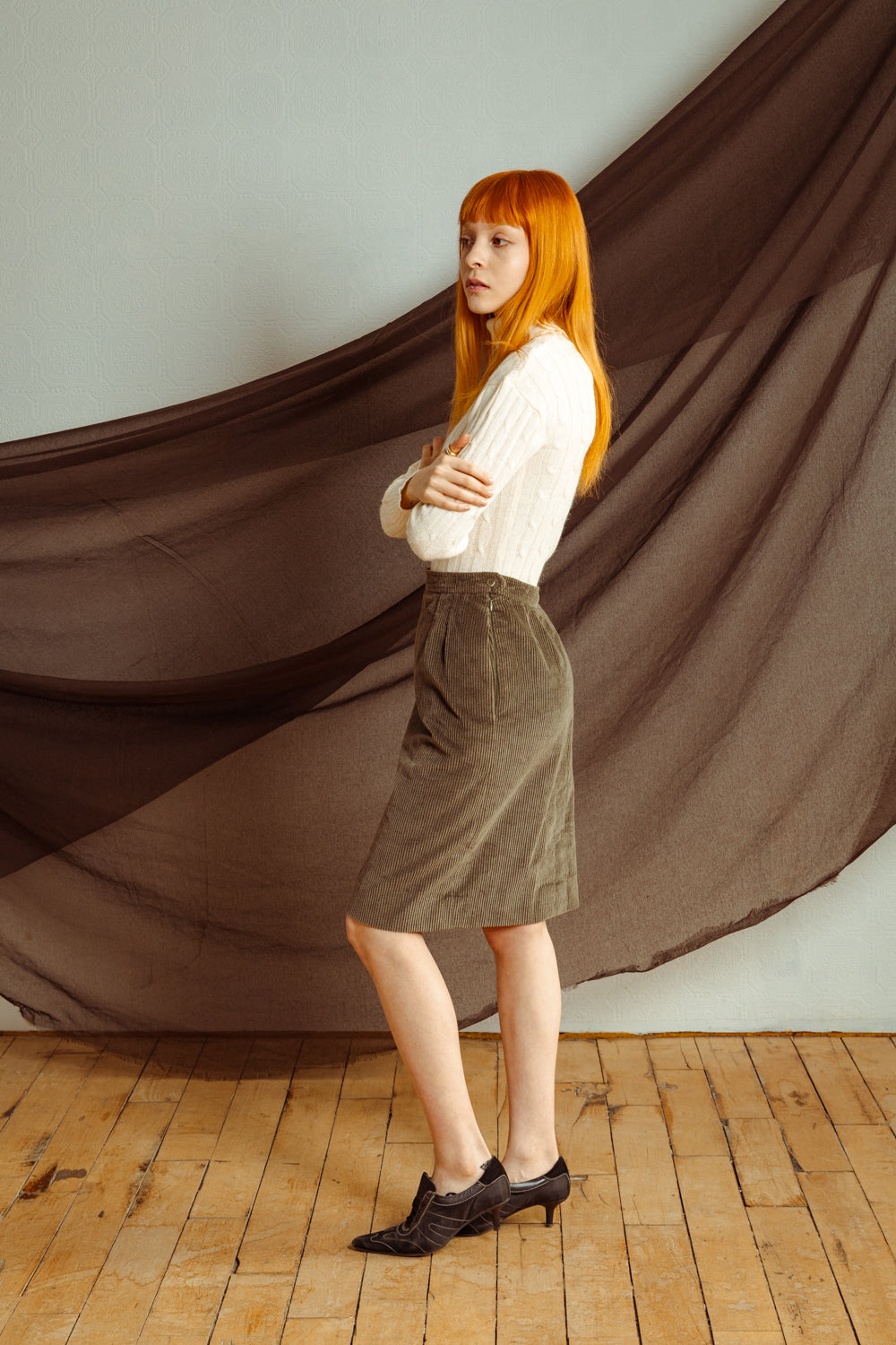 Vintage 80s Corduroy Skirt Yves Saint Laurent