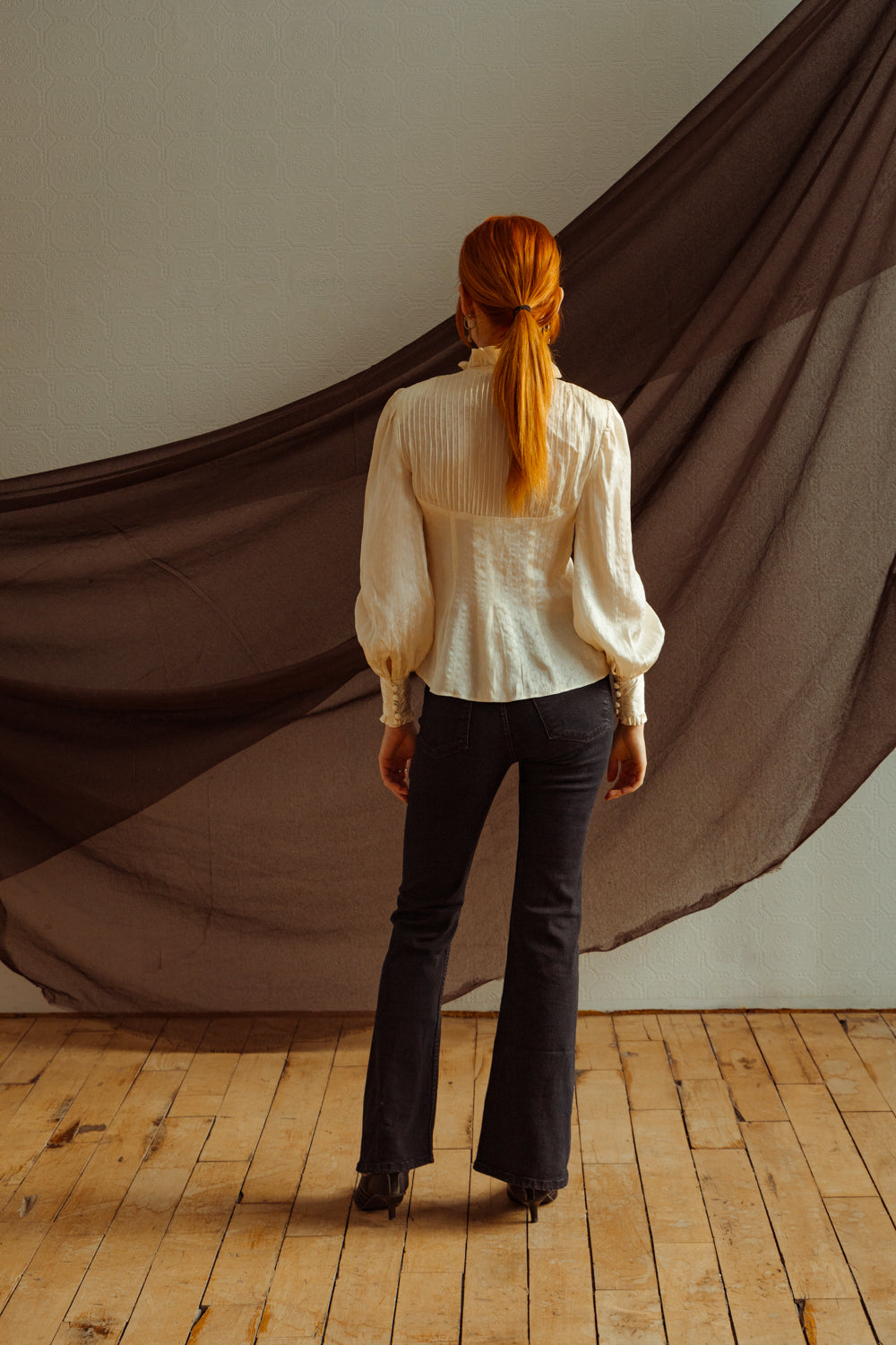 Victorian-Inspired Vintage Haute Couture Silk Blouse