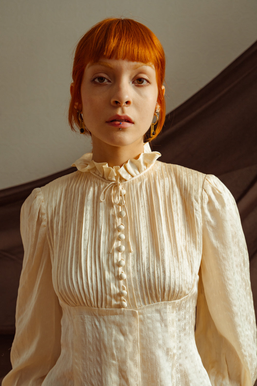 Victorian-Inspired Vintage Haute Couture Silk Blouse