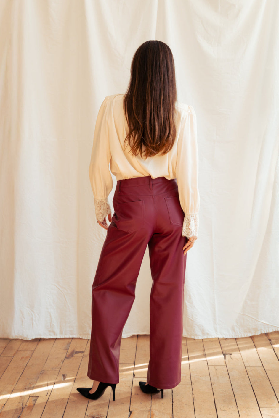 Cherry Red Leather Pants