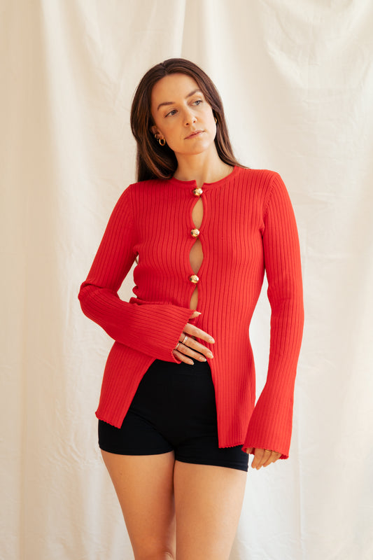 Red Knit Top
