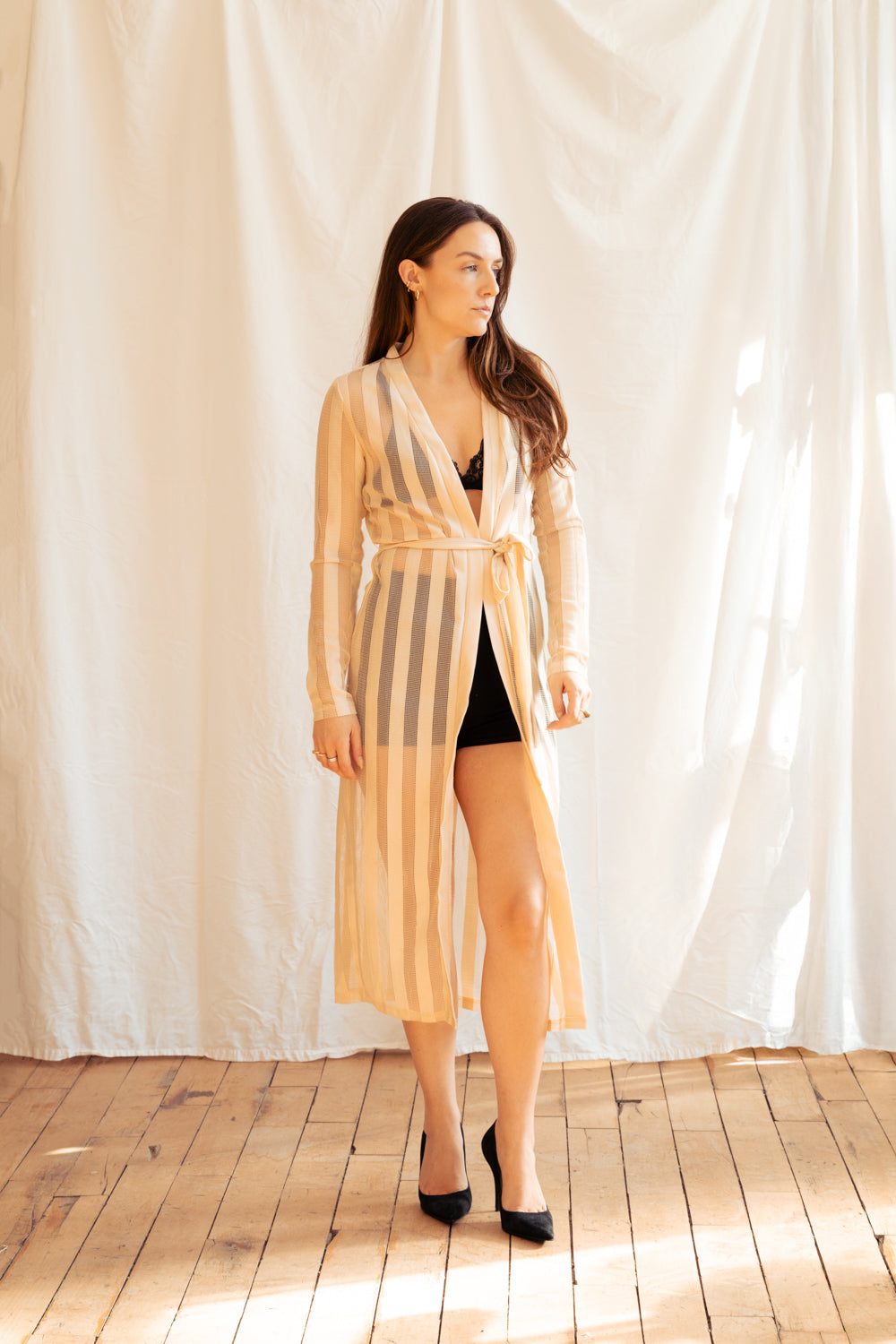 Vintage Beige Sheer Robe