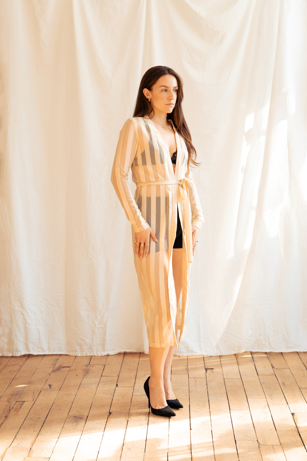 Vintage Beige Sheer Robe