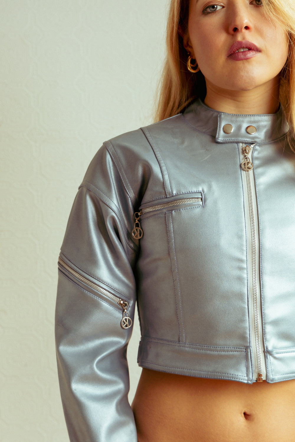 Y2K Leather Cropped Motorcycle Jacket