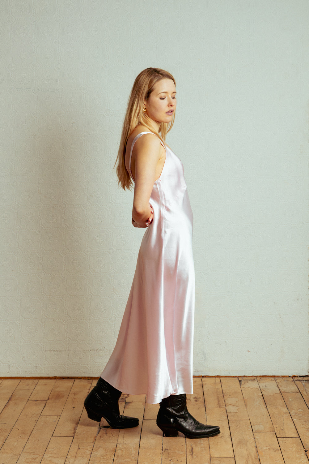 Vintage 1990s Pink Slip Maxi Dress