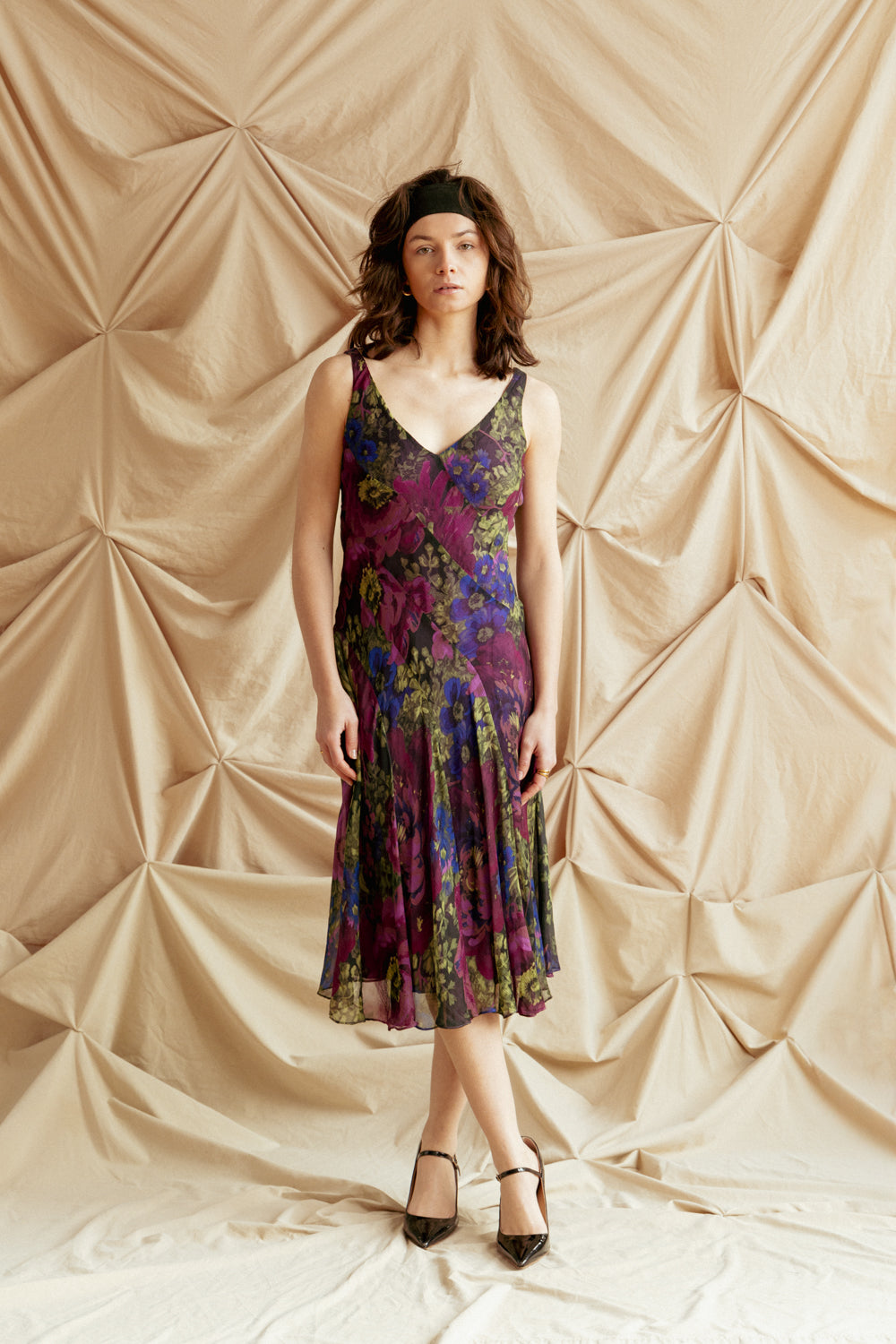 Vintage 90s Ralph Lauren Silk Dress