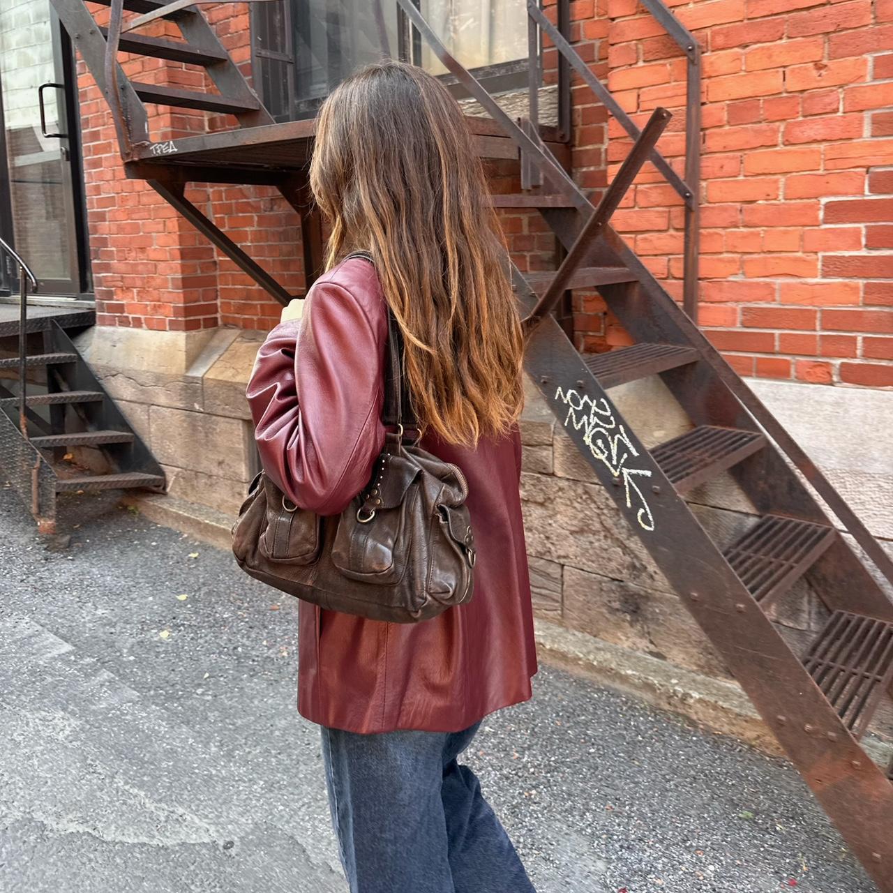 Vintage 2000's deep red leather jacket