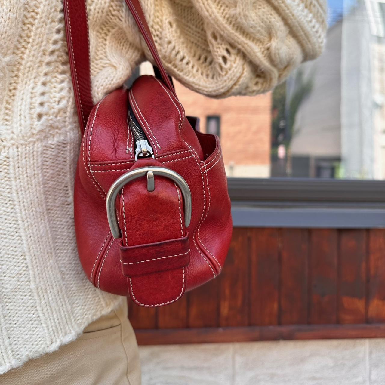 Vintage 90's cherry red leather shoulder bag
