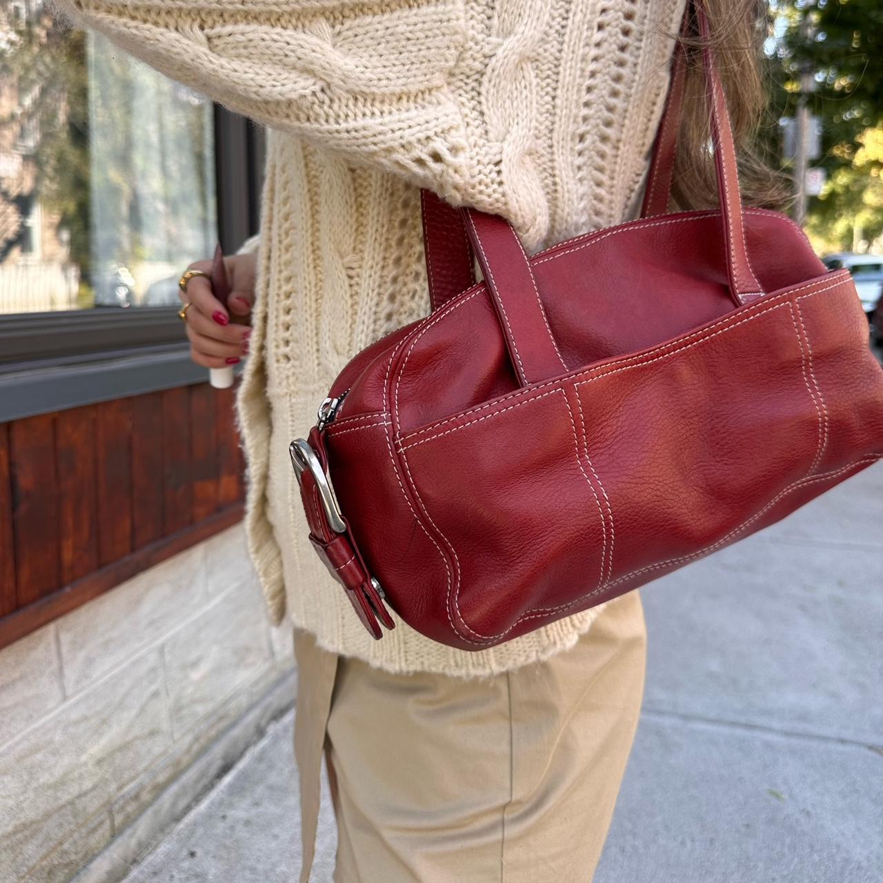 Vintage 90's cherry red leather shoulder bag
