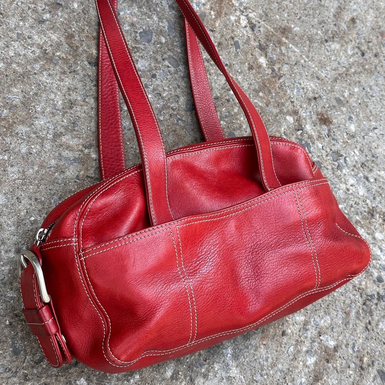 Vintage 90's cherry red leather shoulder bag