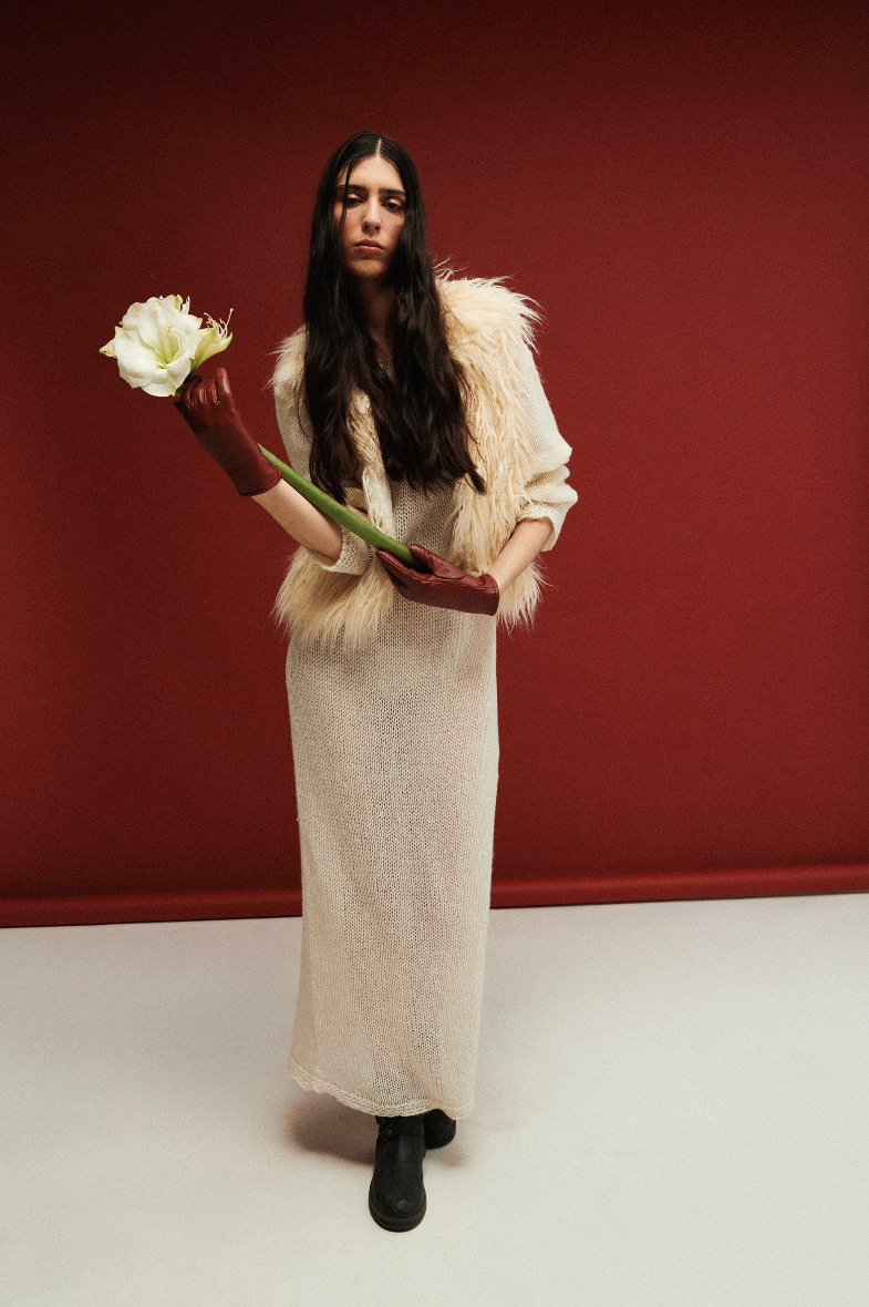 Vintage White Knit Maxi Dress